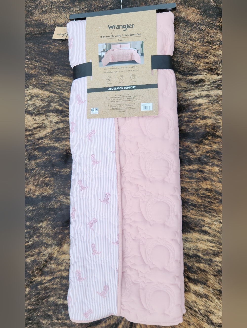 Wrangler Pink 2-Piece TWIN Quilt Set